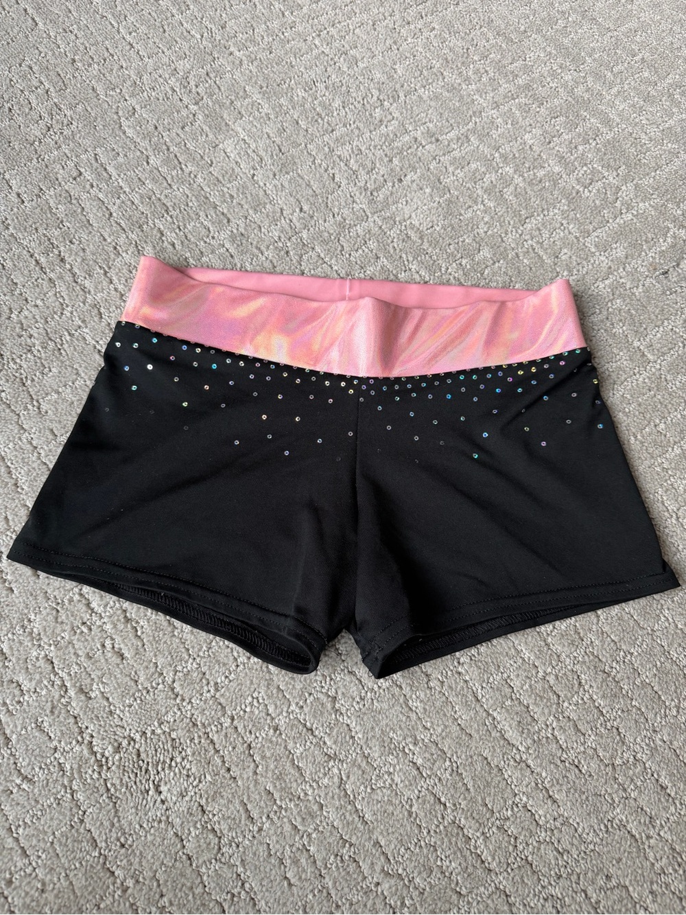 Varsity Sequin Sparkle Cheer Shorts Size XL 14/16 pink Black